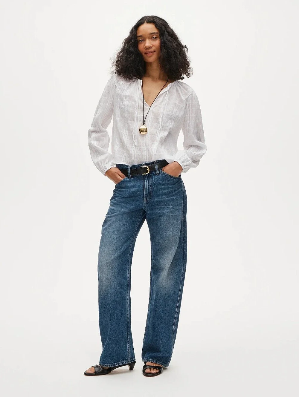 J.Crew Women Tie Front Seersucker Cotton Blouse White Boho Peasant NWT L